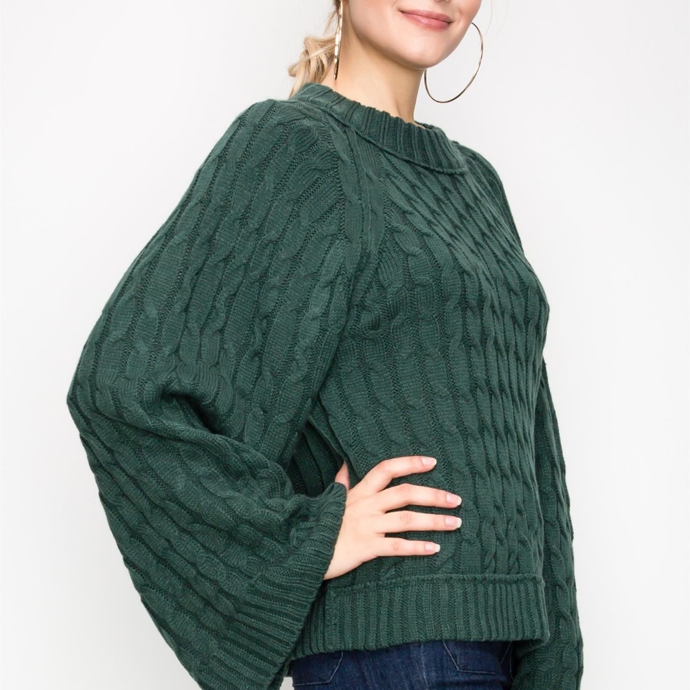 "ALESSIA" Forest Green Knit Sweater - Picture 4 of 4